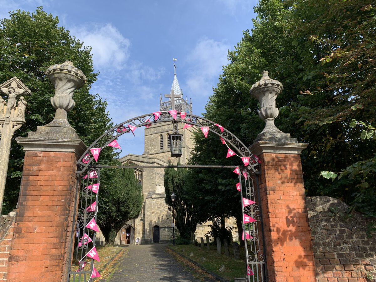 St Mary's Church arches with bunting