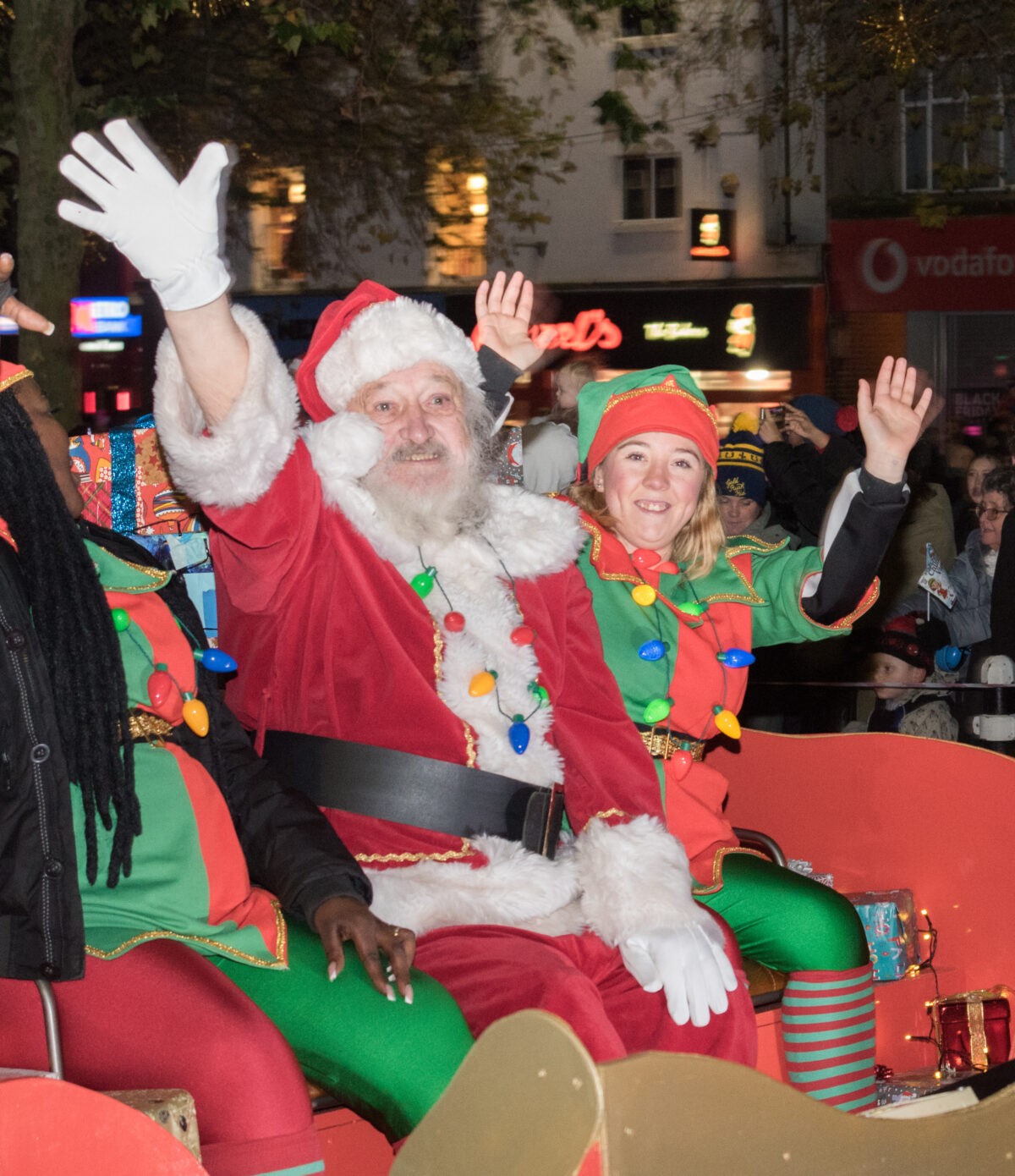 Santa waving on sleigh