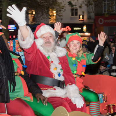 Santa waving on sleigh