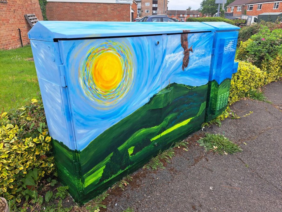 Red Kite Painted On Utility Cabinet