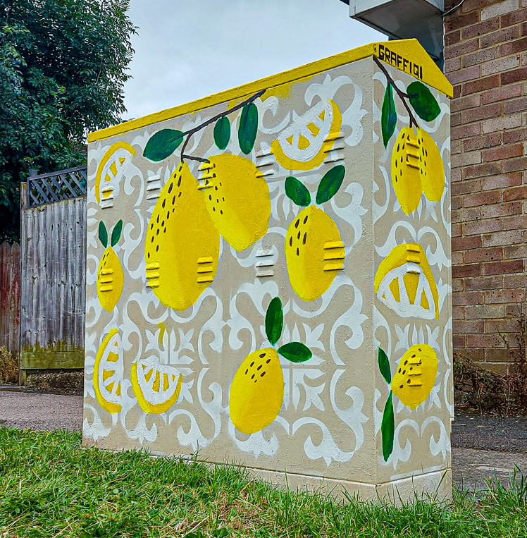 Lemon painted cabinet