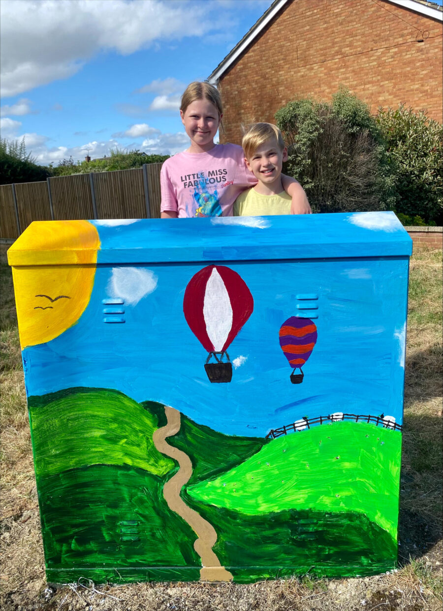 Painted CABINET with Hot Air Balloons